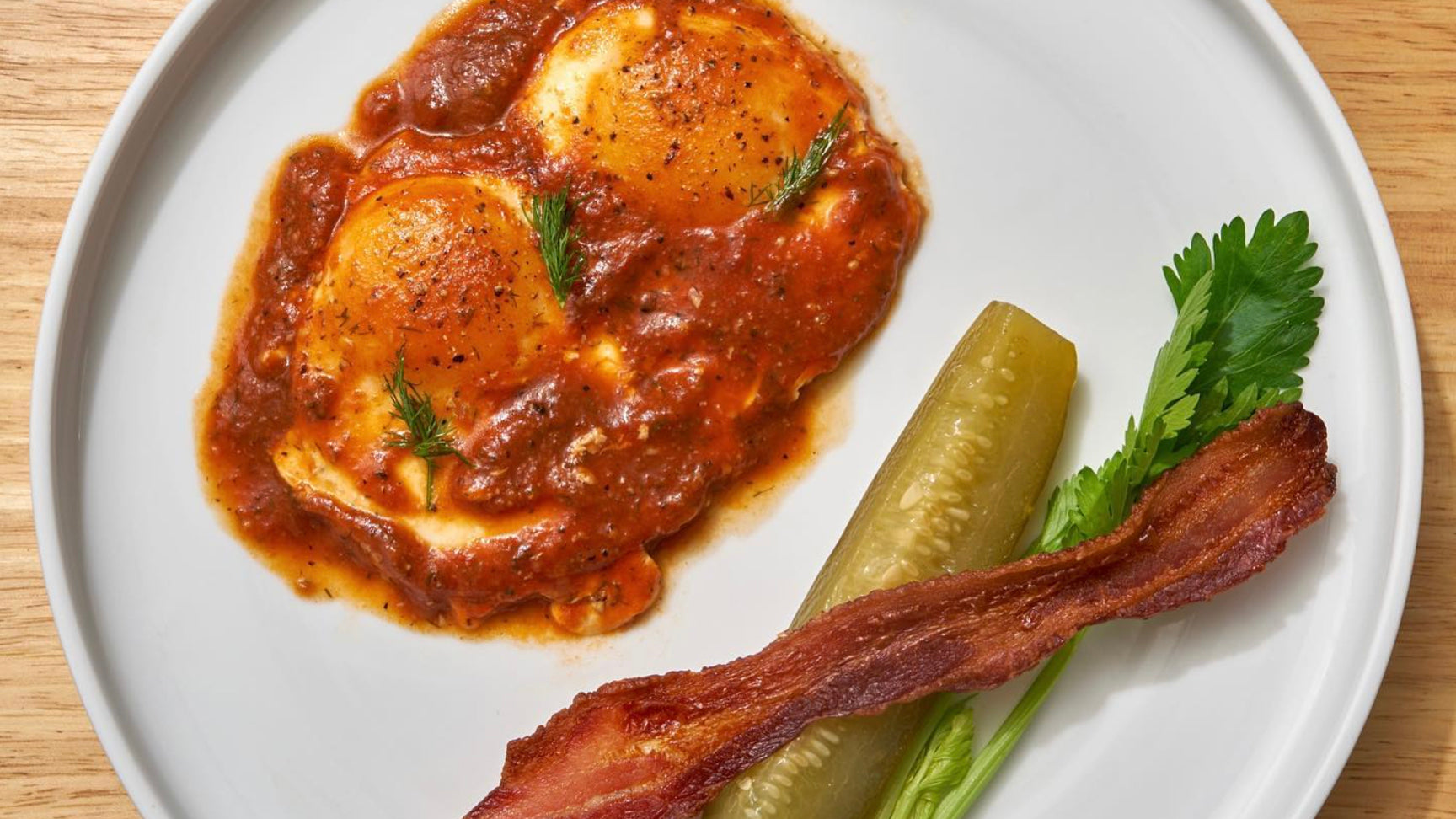 Spicy Bloody Mary Poached Eggs