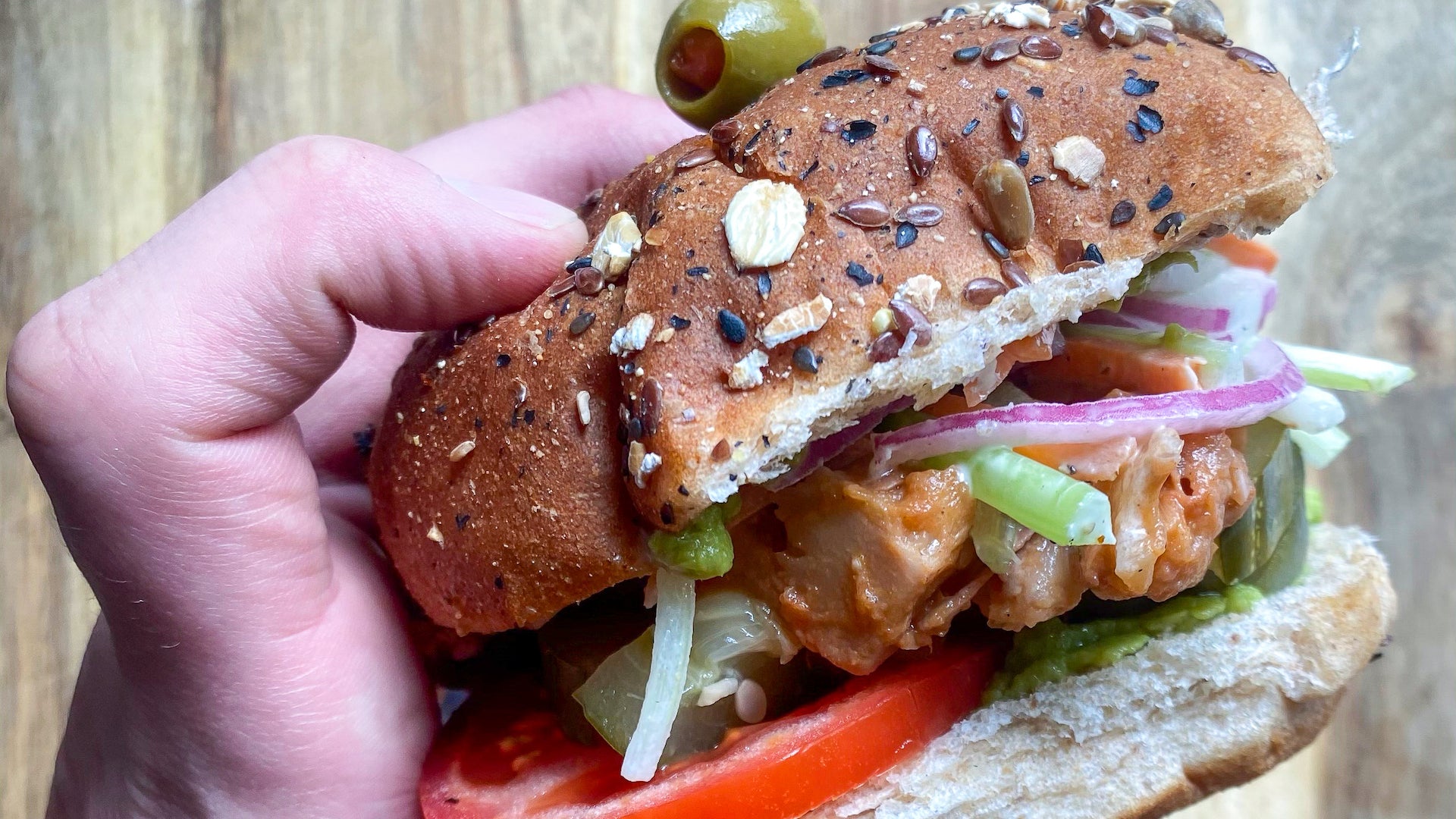 Bloody Mary Marinated Jackfruit Sandwich