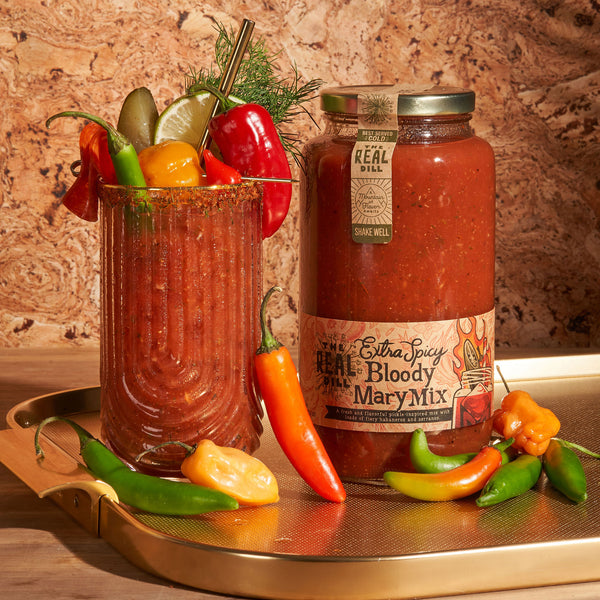 The Real Dill Extra Spicy Bloody Mary Mix advertising product photography